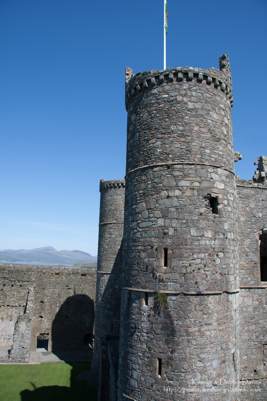 Harlech Castle, Tremadog Bay, Snowdonia National Park in Gwynedd. Built by Edward I from 1283-1290, it is part of the "Iron Ring" of castles built to subdue Welsh resistance.